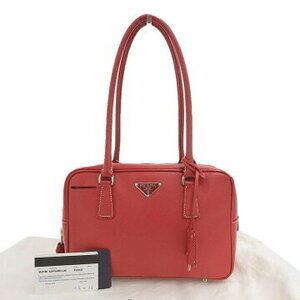 Prada Hobo Shoulder Handbag Saffiano Red Bag